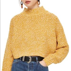 Topshop Yellow Curve Hem Crop Sweater